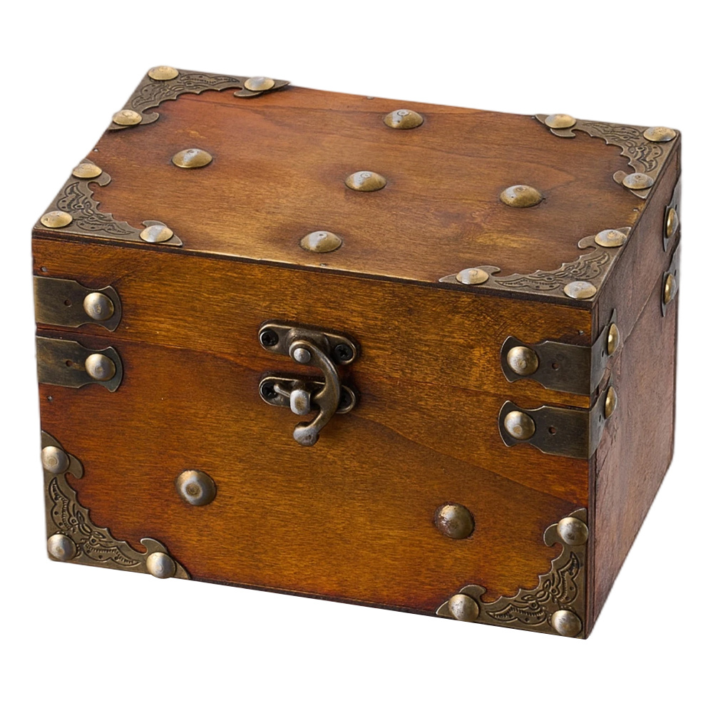 Vintage Small Wooden Jewelry Box with Lock, Keepsake Gift